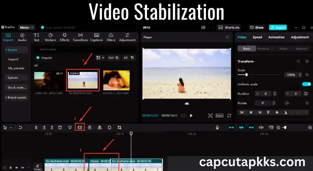 Video Stabilization, Download capcut mod apk free